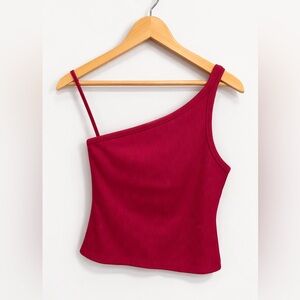 WHBMFORME Rib One Shoulder Top Red Women’s Medium NWT